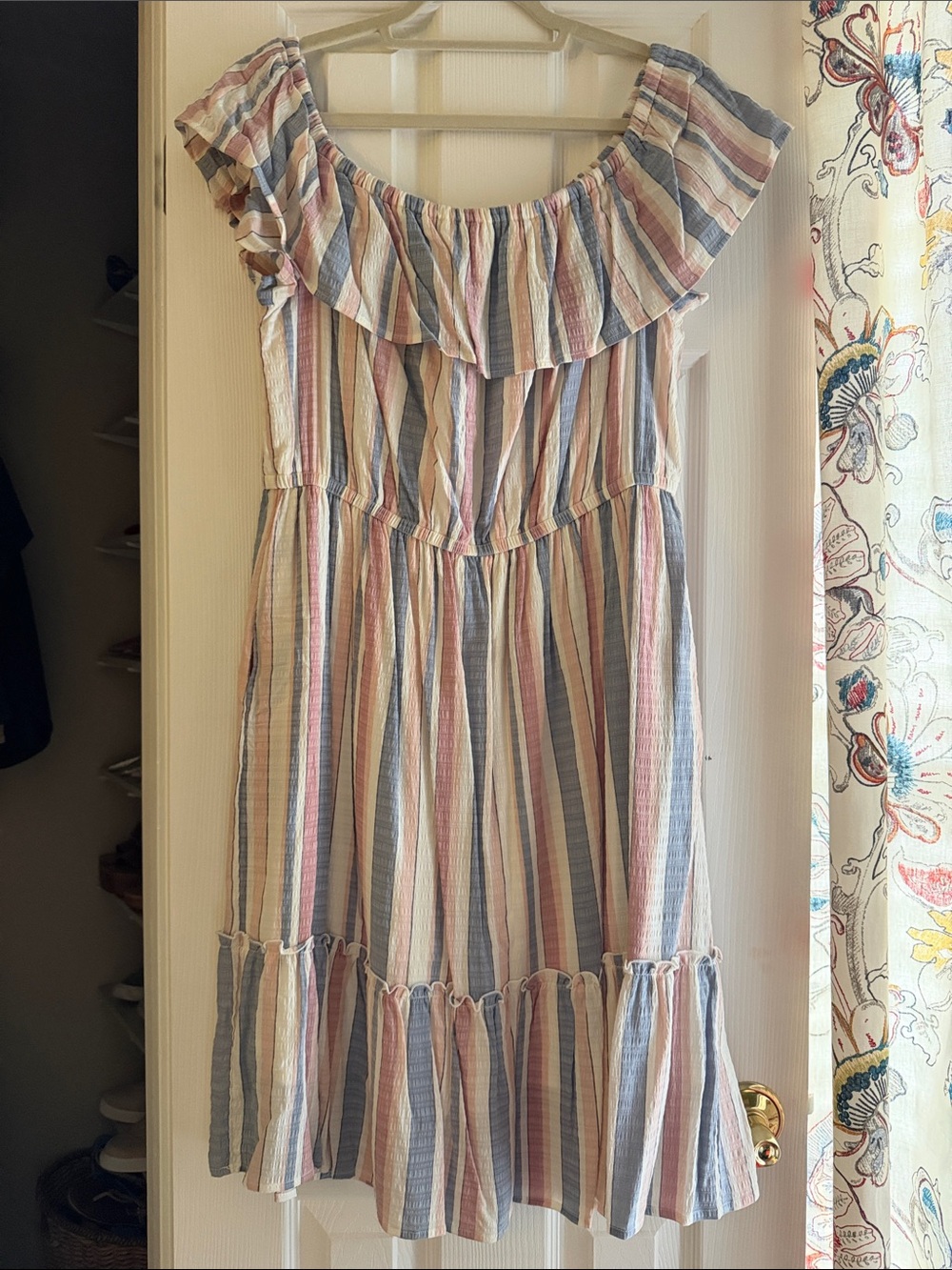 Lane Bryant Striped Midi Dress in Blue, Pink, Cream
